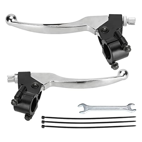 FVRITO Left Right 7/8" 22mm Clutch Brake Handle Levers Perch for CRF70 CRF80 CRF100 CRF150 XR80 XR100 XR200r XL100 XL250 ATC 200m Pit Dirt Motor Bike Motorcycle Baja Mini Bike MB200 MB165 Parts Silver - color: Silver