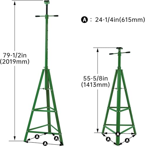 KUAFU 55.62"-79.48" Automotive Under Hoist Jack Stand 2 Ton High Lift - size: Green