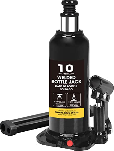 BIG RED 10 Ton (20,000 LBs) Torin Welded Hydraulic Car Bottle Jack for Auto Repair and House Lift, Black, AT91003BB - color: Black, size: 10 Ton (20,000 lbs), style: 10 Ton (20,000 lbs)