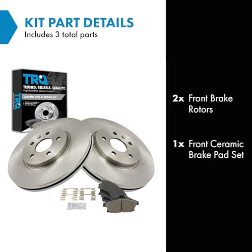 TRQ Front Ceramic Brake Pad and Rotor Set 11.81 in 5-Lug - style: BKA14218