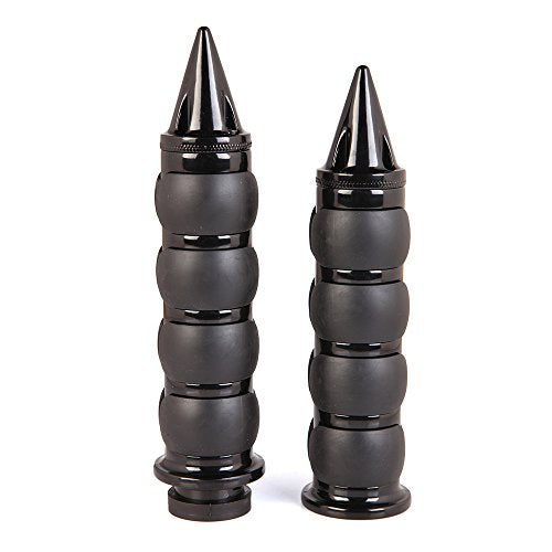 Pair of 1" Dual Black Motorcycle Bar End Hand Grips Handlebar for Cruisers Harley Yamaha Suzuki - color: Black