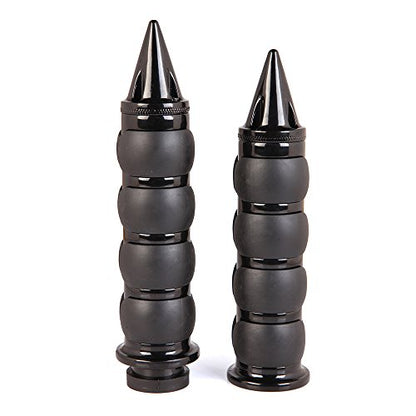 Pair of 1" Dual Black Motorcycle Bar End Hand Grips Handlebar for Cruisers Harley Yamaha Suzuki - color: Black