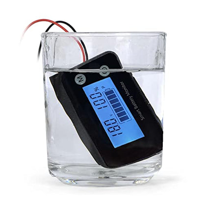 IPX7 Waterproof 7-100V Monitor with Bracket Buzzer Alarm &Temperature - color: Blue