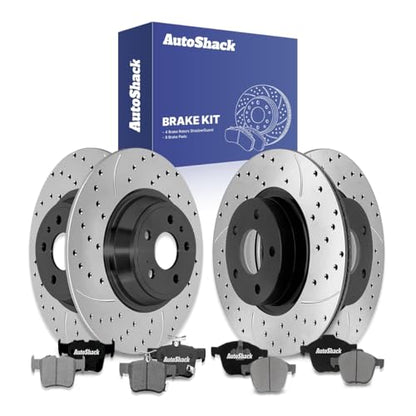 AutoShack Front & Rear E-Coated Rotors & Ceramic Pads for Ford Escape 2019 - style: ShadowGuard & Pad
