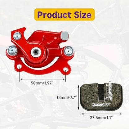 HIAORS Mini Bike Rear Brake Caliper for Coleman CT100U CC100X B100 RB100 Baja DB30 Dirt Bug Motovox MBX10 MBX11 79cc 97cc 99cc 105cc 2.5hp 2.8hp Mega Moto MM-B80 MM-B105 GMB100 Parts Brake Pads Red - color: Red