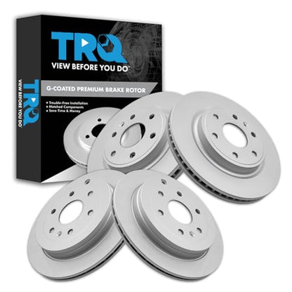 TRQ Front and Rear Brake Rotors Set Vented Premium G-Coated - style: BKA14810