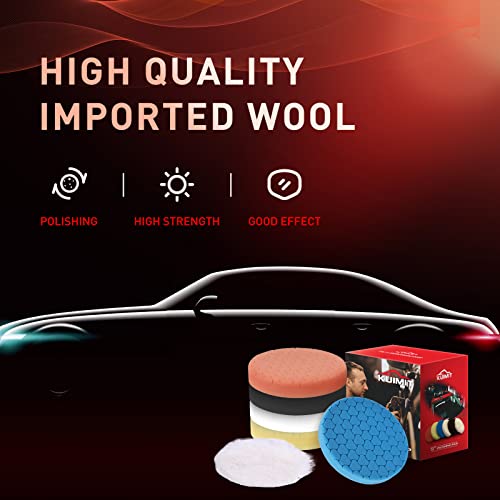 5" Buffing Polishing Pads, 6Pcs 5.6inch 125mm for 5 Inch Backing Plate, Compound Buffing Sponge Pads and Woolen Pads Cutting Polishing Pad Kit for Car Buffer Polisher (Honeycomb Structure) - size: 5 inch