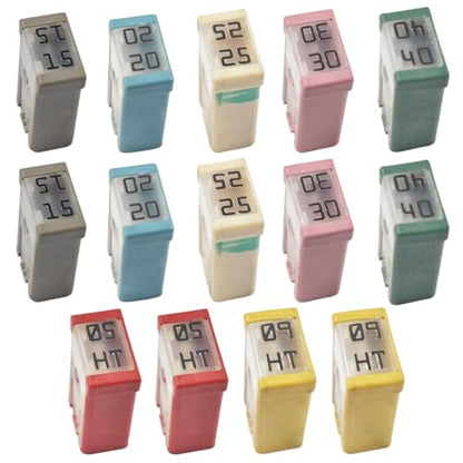 14PCS Mini Slotted Automotive MCASE Shaped Cartridge Fuse Kit - size: 14PCS