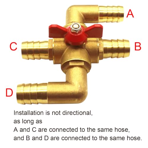 4-way 5/8" Brass Automobile Heating Water Valve Manual Control Valve - size: 5/8 inch