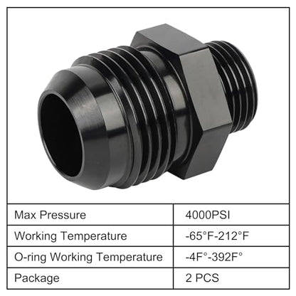EVIL ENERGY 12AN Flare to AN8 ORB Male O-Ring 2PCS Fitting Adapter - size: 8AN ORB to 12AN
