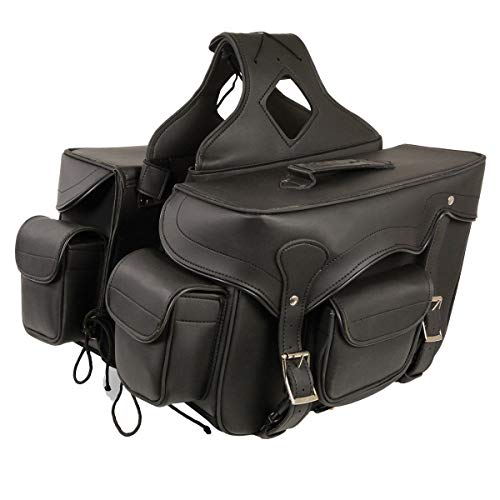Milwaukee Leather SH66602 Zip-Off Double Pocket PVC Throw Over Motorcycle Saddlebags - One Size