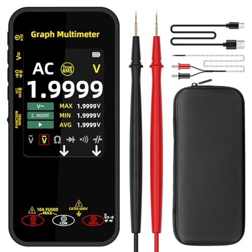 BSIDE 20000 Counts Digital Multimeter Date Recorder, 0.1mA/10uV/1000V with Smart Mode, 360-Degree Rotate LCD with Rechargeable, Measures Amp Cap Diode Temp MAX/MIN/Peak Voltage for Photovoltaic Miners - color: S500
