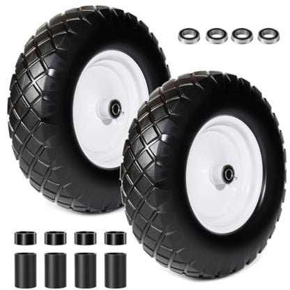 Wheelbarrow Tire and Wheel, 16" Flat Free Solid Tire 4.80/4.00-8