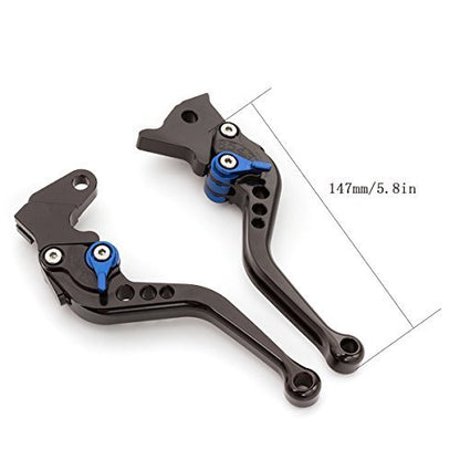 CNC Brake Clutch Levers Compatible with GROM MSX125 CBR300R CB300F CB300 CB300R CB300FA 2014-2020, CBR250R 2011-2013, CB400F CB400R 2013-15, CBR500R CB500F CB500X 2013-2020, CB125/F/R 2019-2020 - color: Black Lever with Blue Adjuster