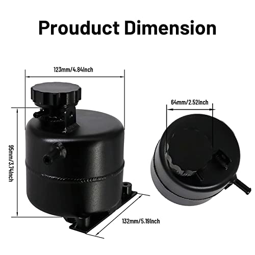 2.5L Aluminium Polished Radiator Coolant Water Overflow Expansion Tank Reservoir,Expansion Alloy Tank Radiator Reservoir Tank with Cap for Mini Cooper S R52 R53,Black - color: black