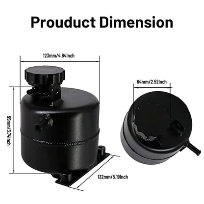2.5L Aluminium Polished Radiator Coolant Water Overflow Expansion Tank Reservoir,Expansion Alloy Tank Radiator Reservoir Tank with Cap for Mini Cooper S R52 R53,Black - color: black
