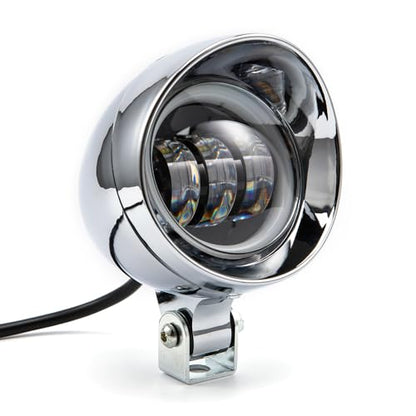 Chrome Bullet LED Motorcycle Fog Lights & Auxiliary Headlight - Dual Color DC12V for ATV, Cruisers, Scooters (style two) - style: style two
