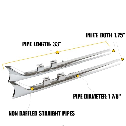 SHARKROAD 33" Fishtail Slip-On Mufflers for Harley Touring 2009-2016 - style: HDFT-3395C, 33" Chrome