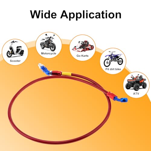 Windance 39inch/100cm 28 Degree Banjo 45 Degree Joint M10 Hydraulic Brake Oil Hose Stainless Steel Braided Brake Line for Motorcycle Scooter ATV Dirt Pit Bike (Red, 39inch/100cm) - color: Red