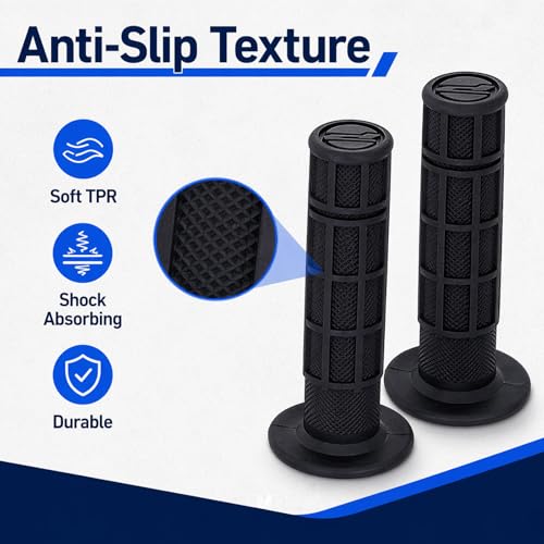 ATV Hand Grips 7/8" Soft Rubber Grip Compatible with ATV Arctic Cat Suzuki Yamaha Kawasaki Honda 400ex -Black