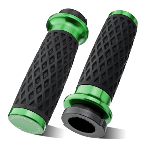 Green 1" Silicone Cable Throttle Grips with End Cap for Harley - color: Green