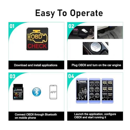 Car Bluetooth OBD2 Diagnostic Tool, ELM327 Engine Fault Code Reader and Clearing Tool, Anti-interference Real-time Data Scanner, Plug and Play Device for Most Phone Systems (Black)