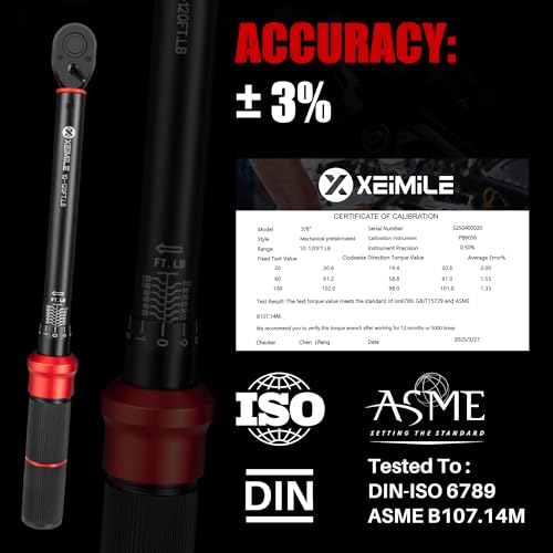 3/8-Inch Drive Click Torque Wrench-10-120 Ft-Lb for Car Motorcycle - size: 3/8"DR.10-120 FT-LB