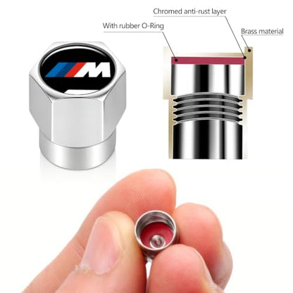 Tire Valve Stem Caps Cover for BMW M M2 M3 M4 Metal Wheel Air caps Auto Valve Stem Caps Accessories 4 Pack Silver - color: Silver-09
