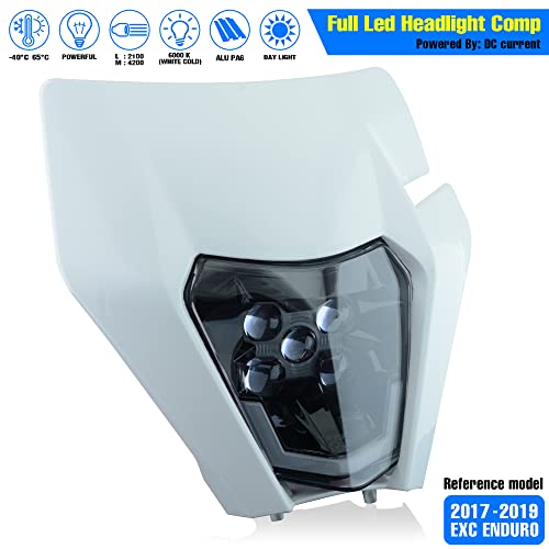 Headlight Head Lamp Light Fairing Mask Day Running Light For ATV Scooters Dirt Pit Bike Enduro (White+Cold White DRL) - color: White
