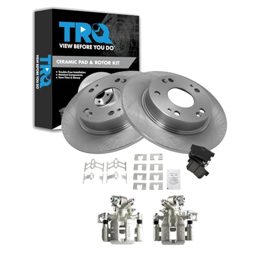 TRQ Rear Brake Pad and Rotor Set Ceramic Solid Rotors Calipers - style: BKA14401