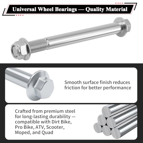 M12 230mm/9.06" Front Rear Wheel Axle Nut Bolt Kit Replacement - size: 230mm/9.05"