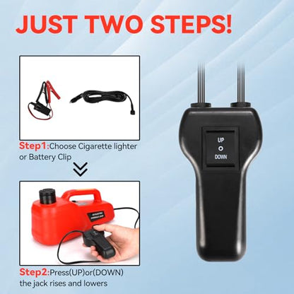 Trihelper Electric Car Jack 5 Ton 12V Hydraulic Floor Jack, 9 lbs - color: Red Jack Only