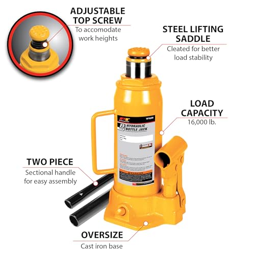 Performance Tool W1628 8 Ton Hydraulic Bottle Jack - size: 8-Ton - Standard