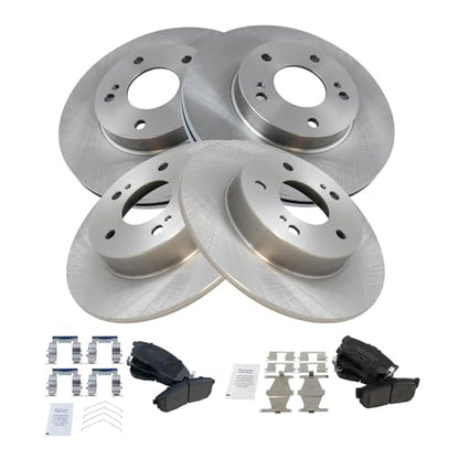 TRQ Front and Rear Brake Pad and Rotor Set Ceramic Vented Solid Rotors - style: BKA11209