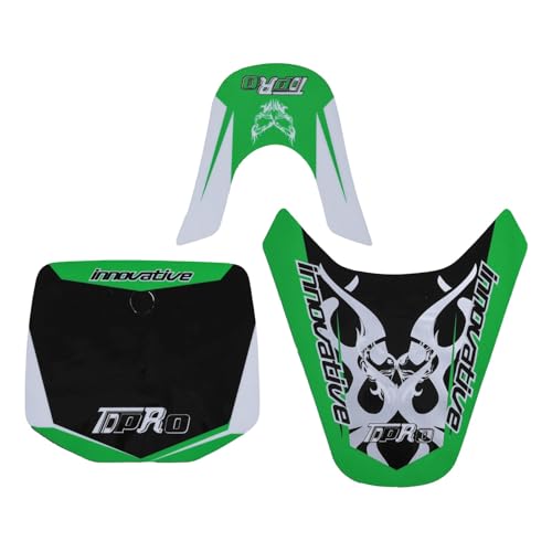 White Fairing Kit Plastic Fender with Green Graphics Sticker Decals for KLX110 KX65 KLX 110 KX 65 DRZ110 RM65 110cc 125cc 140cc 150cc 160cc 200cc Pit Dirt Bike Motorcycle Plastics Body Kit