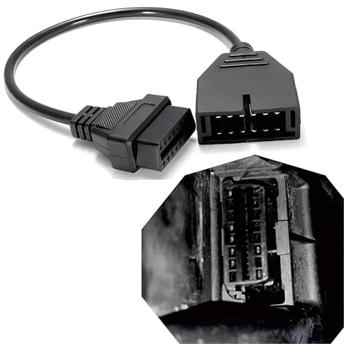 1 PC OBD1 Scanner Connector, 12 Pin to OBD1 to OBD2 16 Pin Diagnostic Extension Tool Cable, Vehicle Diagnostic Tool Conversion Cable, Universal for Most Cars (Black)