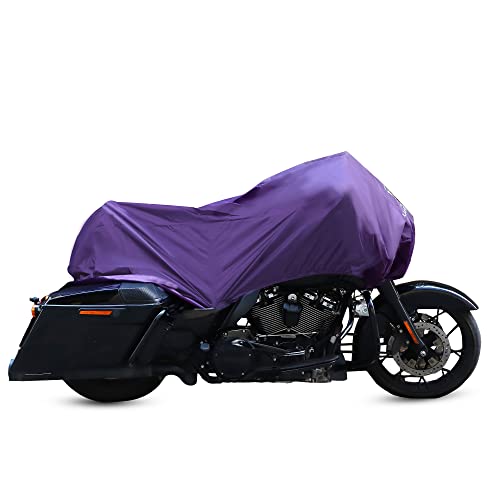 X AUTOHAUX Motorcycle Cover Lightweight Half Cover Outdoor Waterproof Rain Dust Protector Purple L Size for Most Full Dress Touring Cruiser - color: Purple, size: L