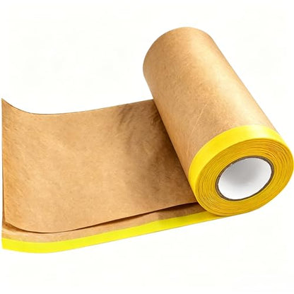 12" x50ft Orange Pre-Taped Masking Paper with Adhesive Tape - color: Orange