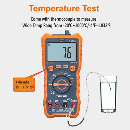 True RMS Digital Multimeter Tester, Auto-Ranging AC DC 20A Ohmmeter 1000V Voltmeter with NCV, Measure Voltage Current Amp Resistance Diode Continuity Duty-Cycle Capacitance Temperature, for Home Auto - style: up to 1000V/20A