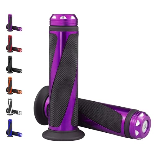 Universal Motorcycle Handlebar Grips Fits for Motorcycles with 7/8" Left Grip and 1" Right - color: Purple