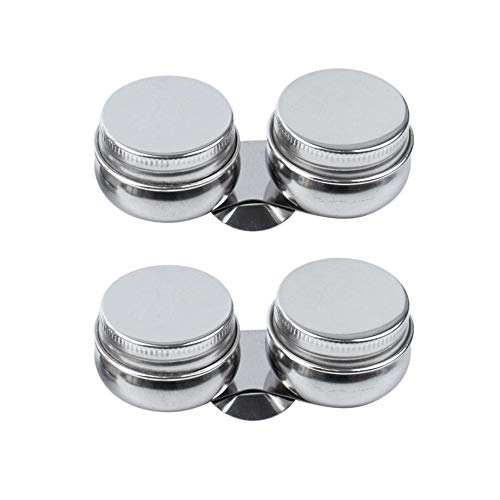 AUEAR, 2 Pack Stainless Steel Oil Painting Double Palette Cup with Screw Lid Dipper Clip for Watercolor Gouache