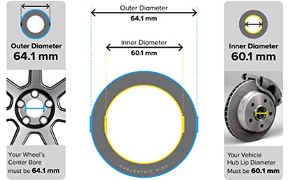 StanceMagic Aluminum Hubcentric Rings 64.1mm to 60.1mm, Pack of 4 - size: 60.1mm ID to 64.1mm OD