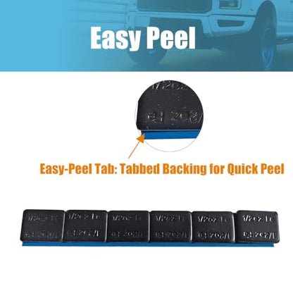 1/2oz. Black Adhesive Stick on Wheel Weights, 360pcs 180oz. - color: Black