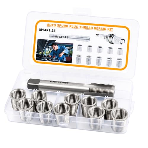 M14x1.25 Spark Plug Thread Repair Kit, 11‑Piece Tap & Inserts Set - color: M14x1.25