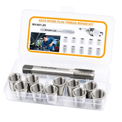 M14x1.25 Spark Plug Thread Repair Kit, 11‑Piece Tap & Inserts Set - color: M14x1.25