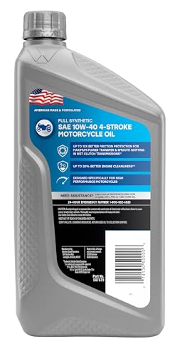 Valvoline 4-Stroke Motorcycle Full Synthetic 10W-40 Motor Oil 1 Quart - size: 1 QT, style: Full Synthetic