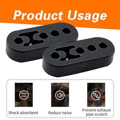 2 PCS 4 Holes Exhaust Rubber Hanger, Adjustable Exhaust Pipe Support Bracket, High-density Muffler Exhaust Hanger, Universal Bushing Muffler Insulator Shock Absorbent Mount Bracket (Black)
