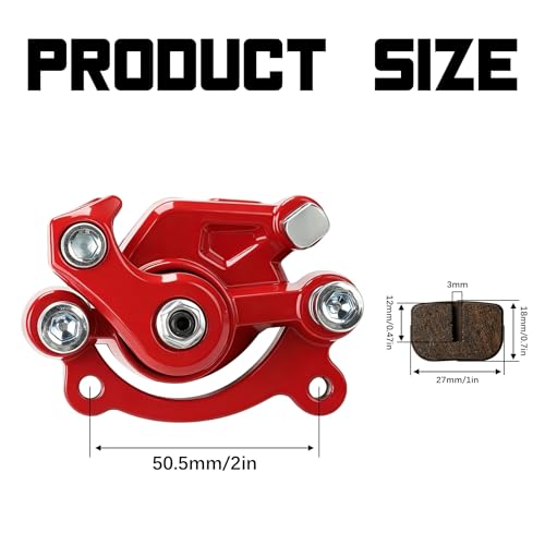 Mini Bike Rear Brake Caliper with Brake Pads for Coleman CT100U CC100X RB100 B100 Baja DB30 Dirt Bug Motovox MBX10 MBX11 105cc 99cc 97cc 79cc 2.5hp 2.8hp Monster Moto MMB-80 MM-B105 Parts （RED） - color: RED