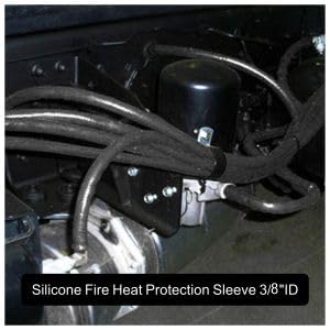 Heat Shield Fire Sleeve Silicone Coated Fiberglass 3/8" ID x 5FT for Automotive Hose Lines Wires& Electrical Wiring (Black) - color: Black, size: 3/8" ID x5FT