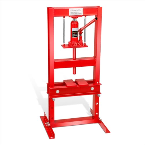 DNA Motoring Hydraulic 6 Ton Heavy Duty H-Frame Garage Floor Adjustable Shop Press with Plates for Bending, Straightening, Installing Bearings & U-Joints, 13200 lbs, TOOLS-00683 - style: 6T Shop press